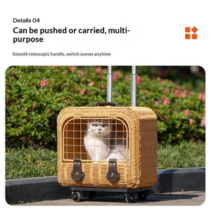 Discover the Ultimate Comfort with the Portable Woven Rattan Pet Carrier